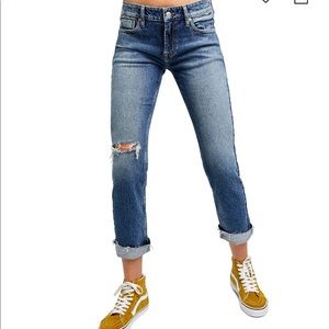 Cuffed Slim Boyfriend Jeans